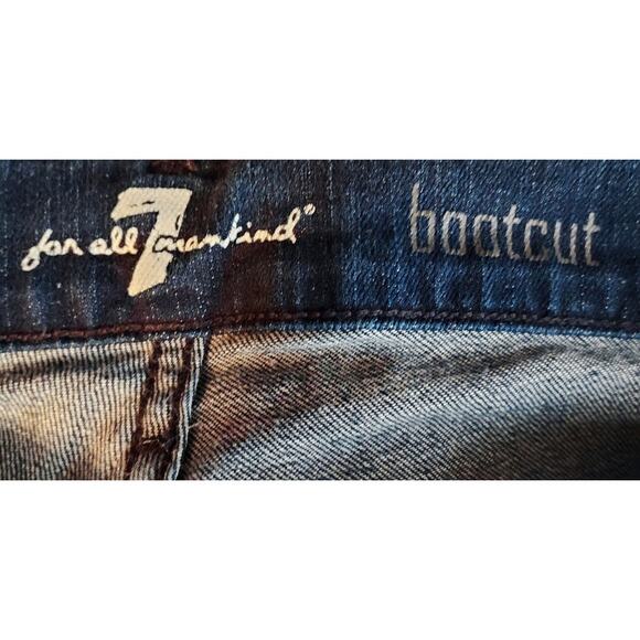 7 For All Mankind Bootcut Medium Wash Blue Denim Jeans Whiskering Men's Sz 32x33 - Picture 5 of 8